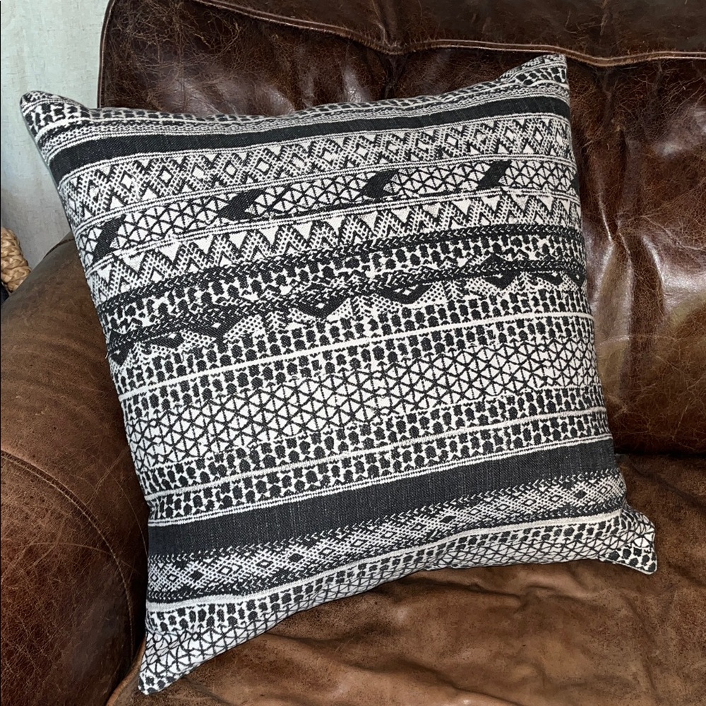 Restoration Hardware Black and White Patterned Down Throw Pillow